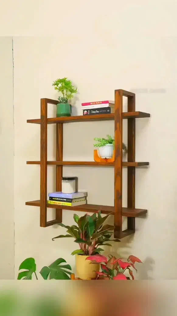 شلف چوبی و ام دی افی|کتابخانه، شلف، قفسه‌های دیواری|کرمان, |دیوار