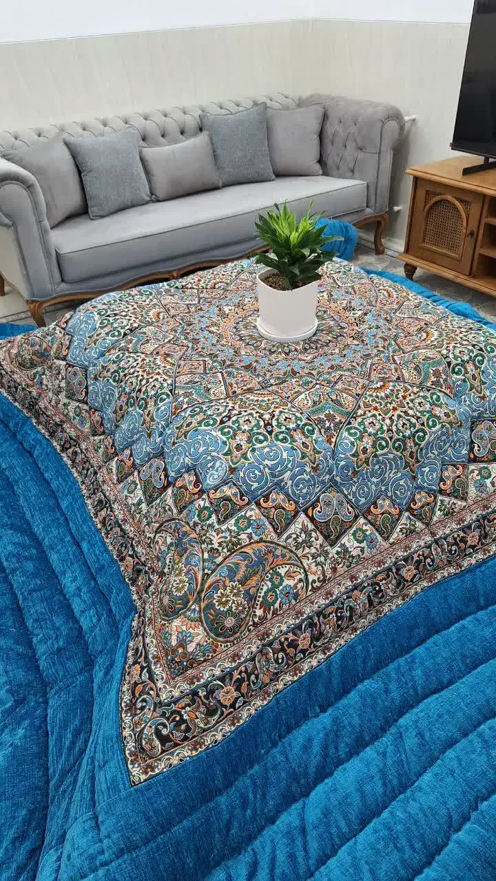 لحاف کرسی ترمه دستدوز سنتی یلدایی یزد|رختخواب، بالش، پتو|تبریز, |دیوار