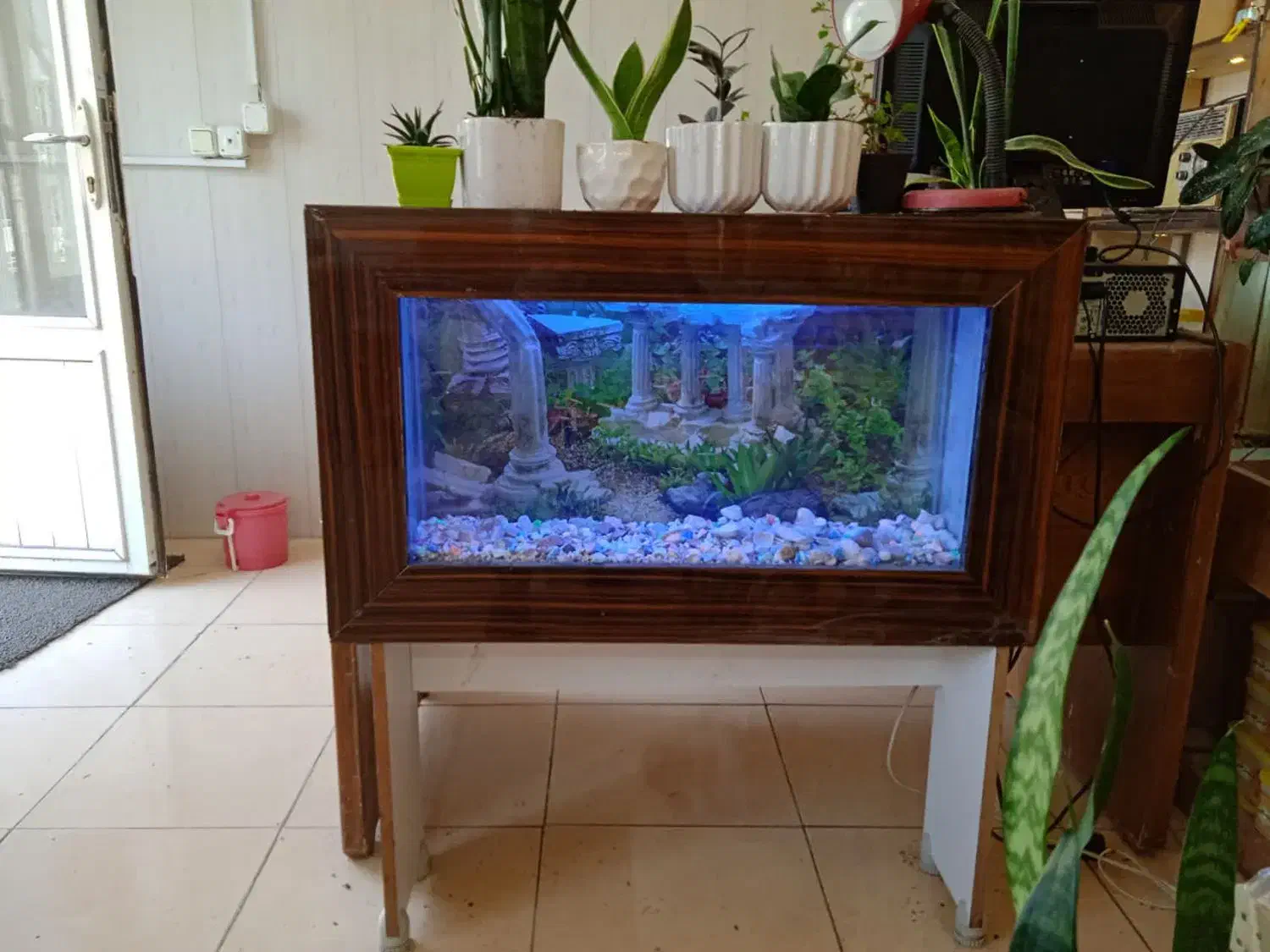 آکواریوم با قاب و پایه mdf|ماهی|اردبیل, |دیوار