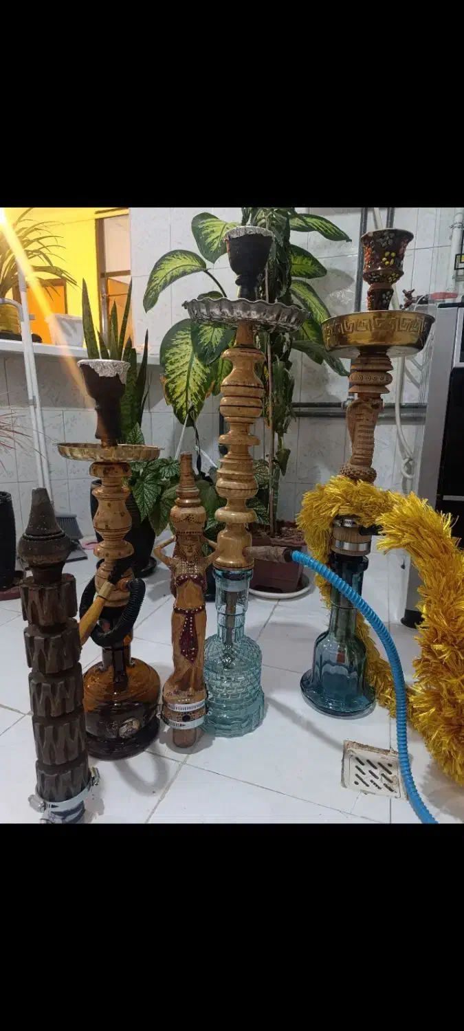 قلیان چوب زرد|کلکسیون اشیاء عتیقه|ایلام, |دیوار