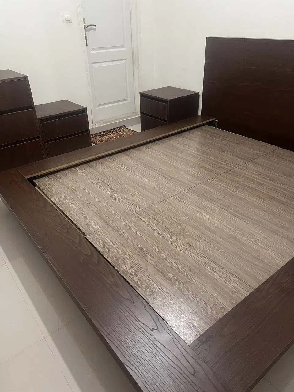 تخت خواب 2 نفره با کمد چوب ام دی اف|تخت و سرویس خواب|رامسر, |دیوار