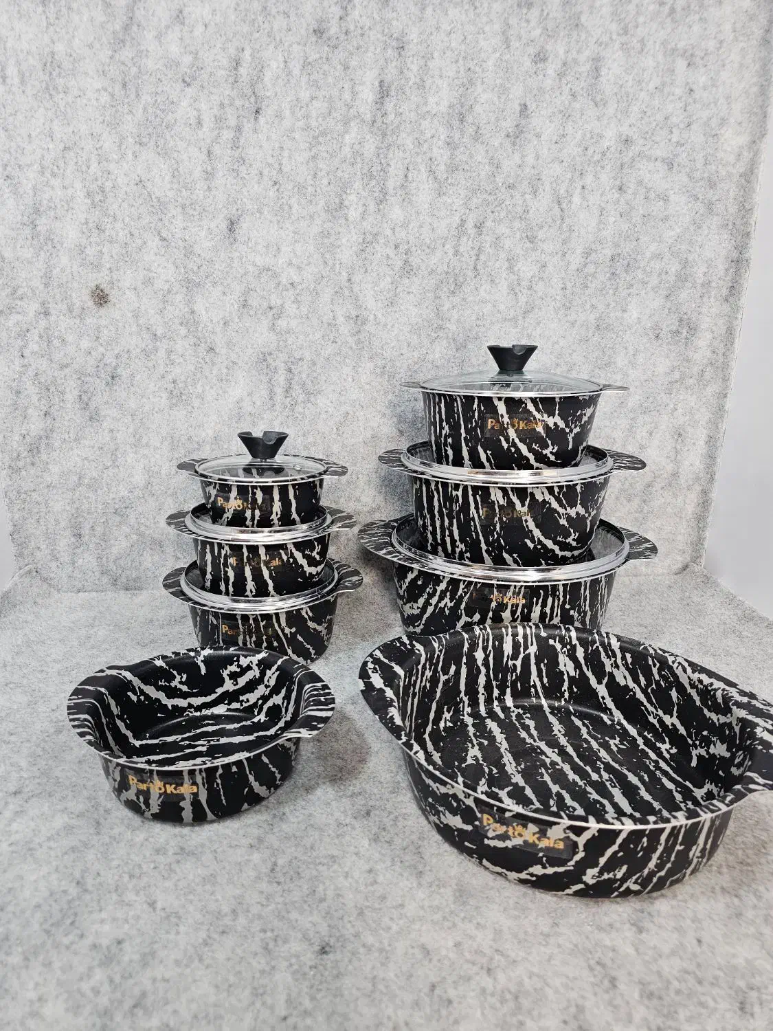 سرویس قابلمه 14پارچه سورنا پروانه ای نانو گرانیت|ظروف پخت‌وپز|قم, ولیعصر|دیوار