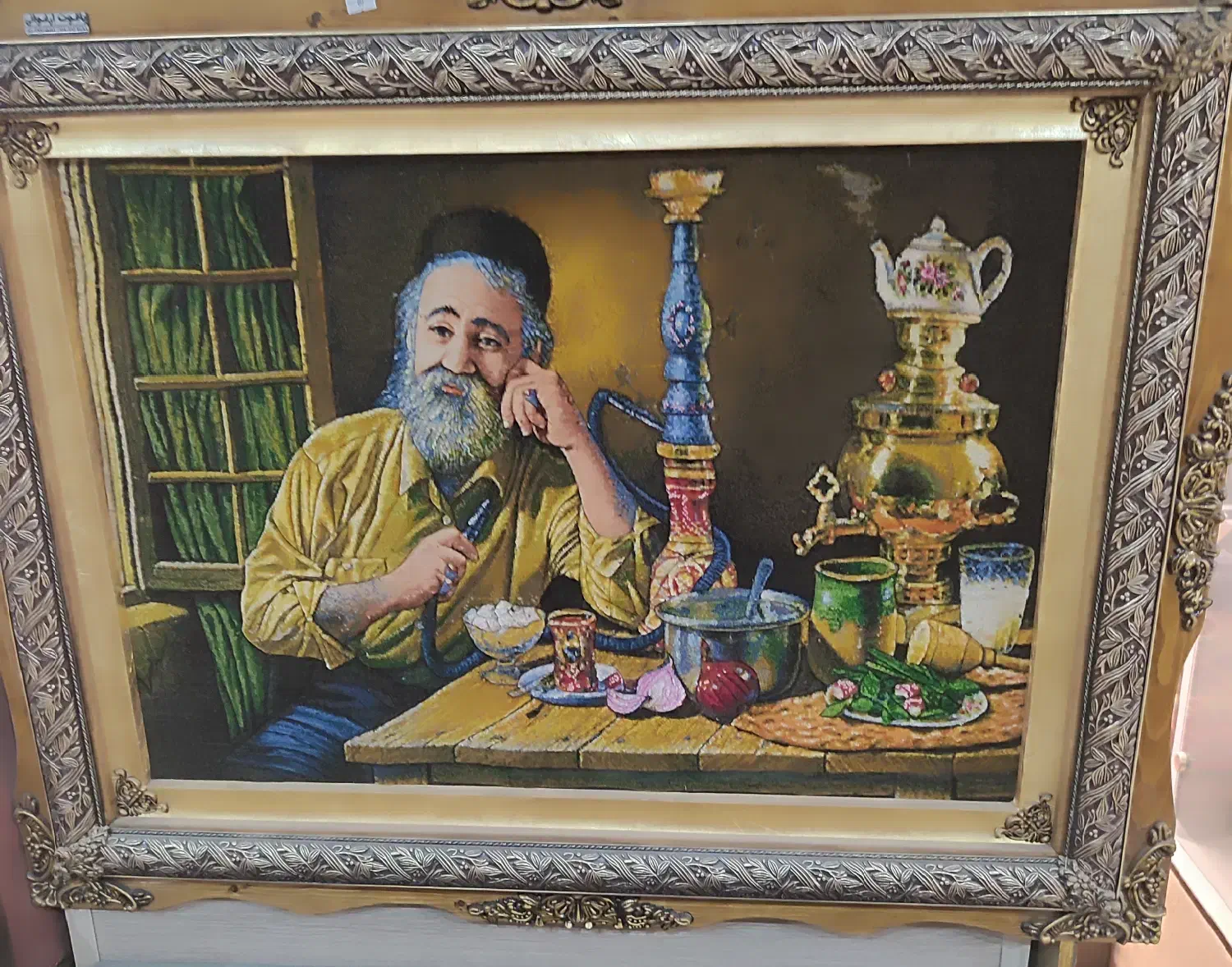 تابلو فرش پیرمرد قهوه خانه|تابلو فرش|اراک, |دیوار