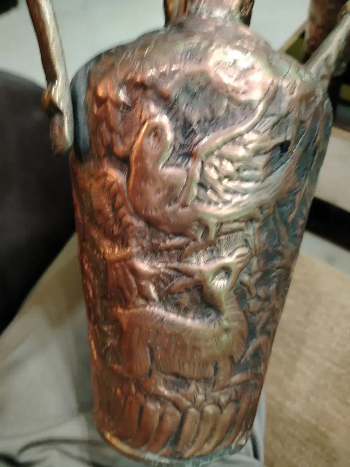 دو عدد آفتابه مسی قلمکاری شده|کلکسیون اشیاء عتیقه|شهرضا, |دیوار