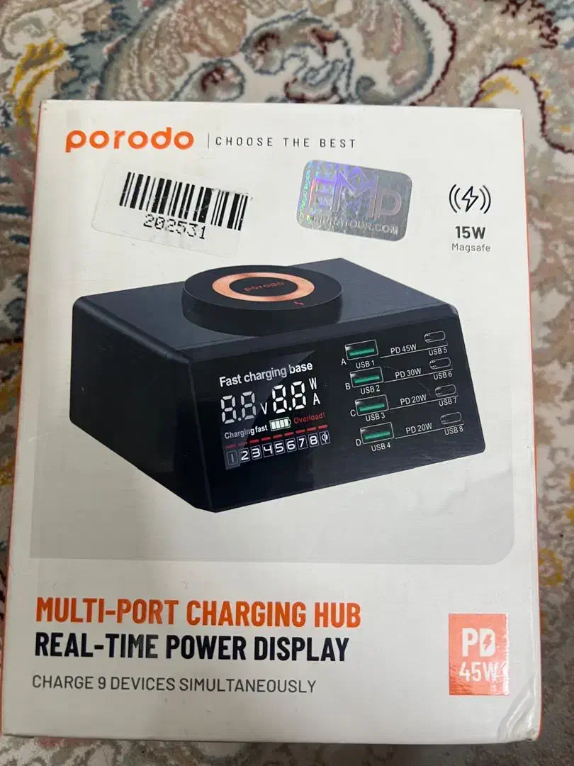 شارژر و هاب هوشمند ۸ پورت پورودو با نمایشگر|لوازم جانبی موبایل و تبلت|تهران, امام زاده عبدالله|دیوار