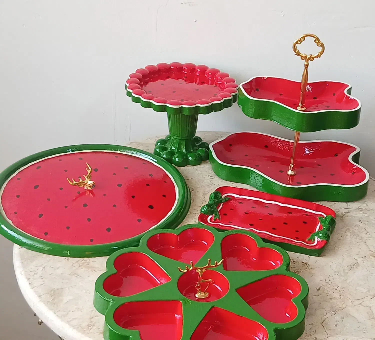 ظروف پذیرایی یلدایی و چوبی با سنگ مصنوعی|ظروف سرو و پذیرایی|ارومیه, |دیوار