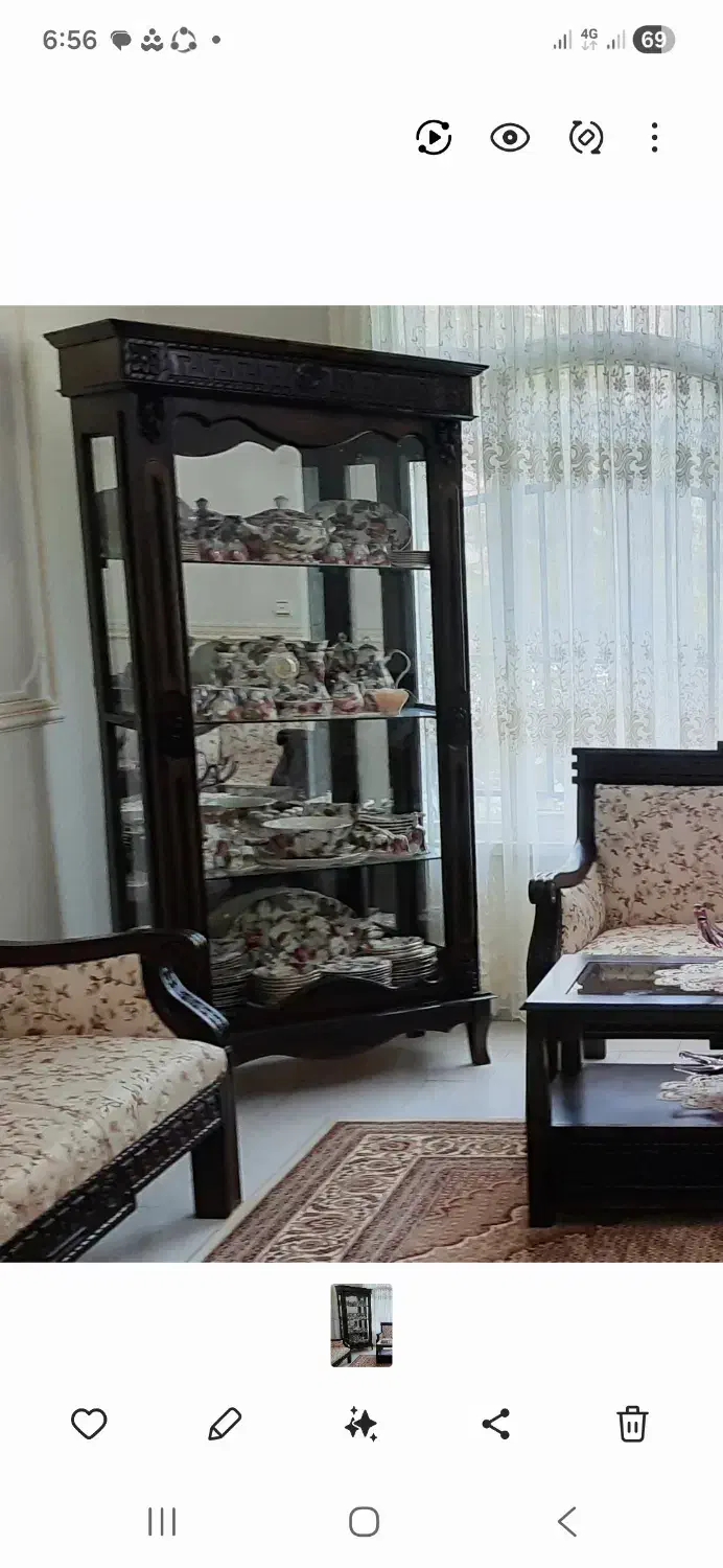 بوفه تمام چوب و منبت کاری شده|بوفه، ویترین، کنسول|کرج, عظیمیه|دیوار