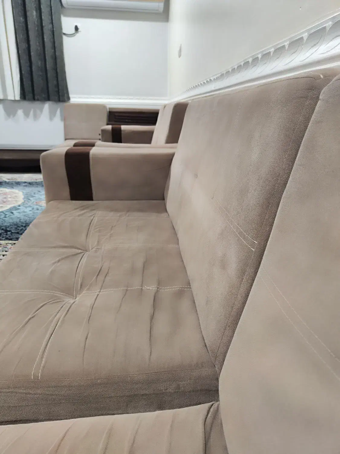 مبل 9نفره تمیز ترکیب رنگ نسکافه ای قهوه ای|مبلمان خانگی و میز عسلی|امیدیه, |دیوار