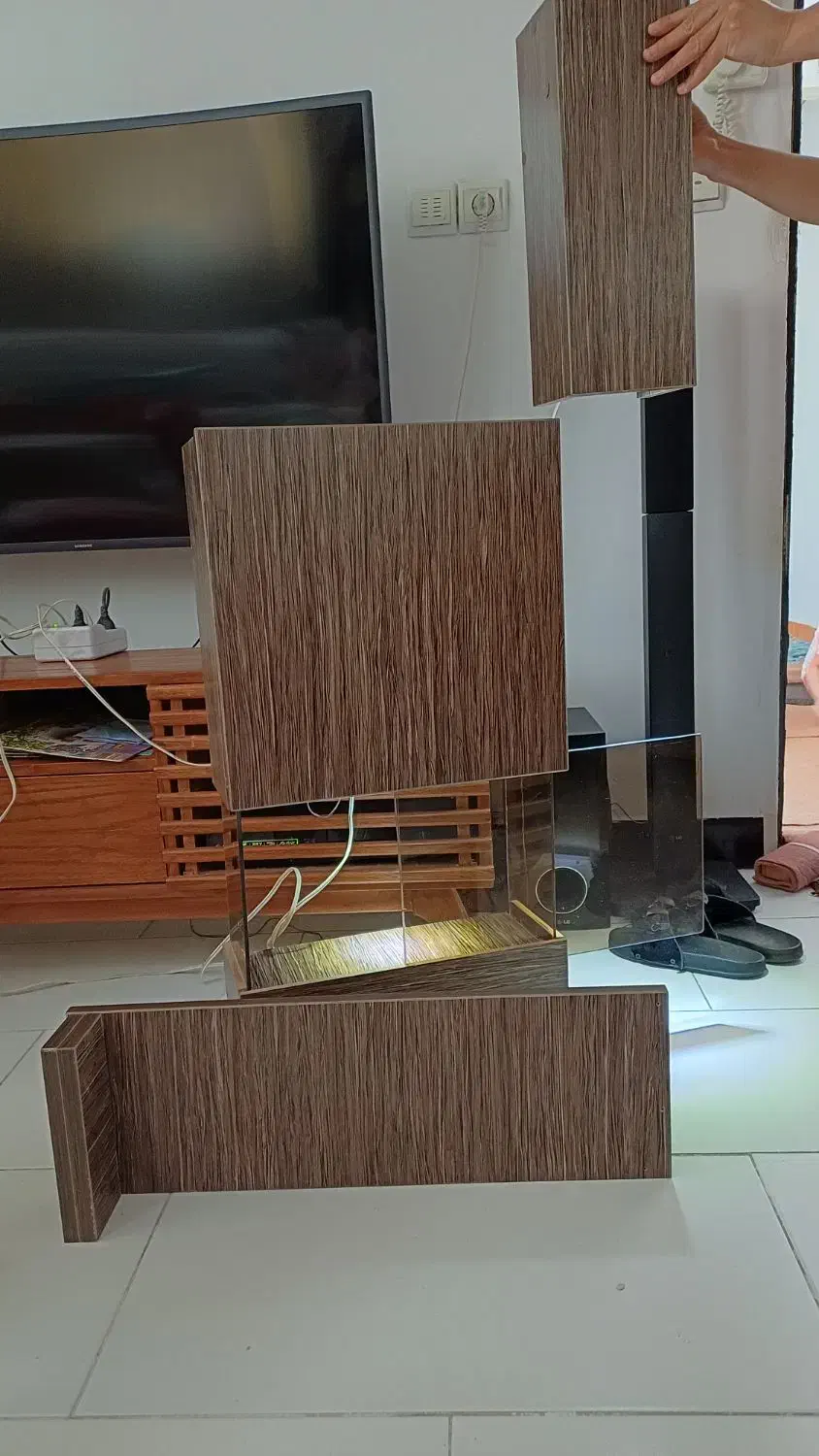 شلف دیواری تی وی دکوری...|کتابخانه، شلف، قفسههای دیواری|ملارد, |دیوار