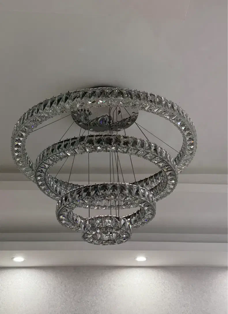 لوستر کریستالی مدرن دایره|لوستر و چراغ آویز|قزوین, |دیوار