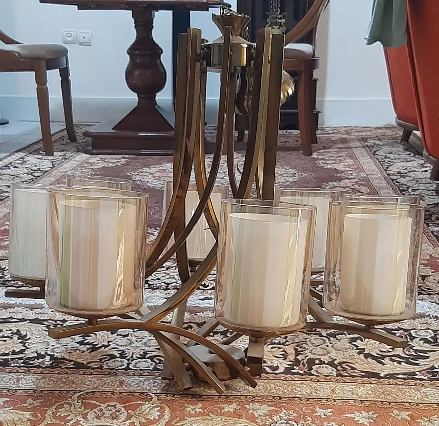 لوستر ۸ شاخه برنز|لوستر و چراغ آویز|شاهین‌شهر, فردوسی|دیوار