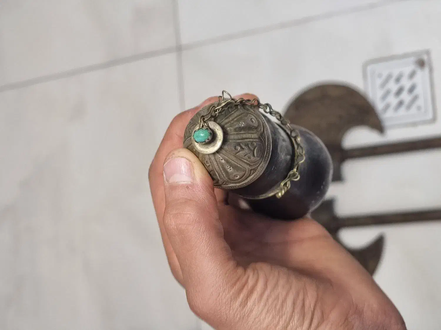 کشکول تبر زین با قدمت بیش ۱۵۰ سال و تسبیح|کلکسیون اشیاء عتیقه|مشهد, دانشجو|دیوار