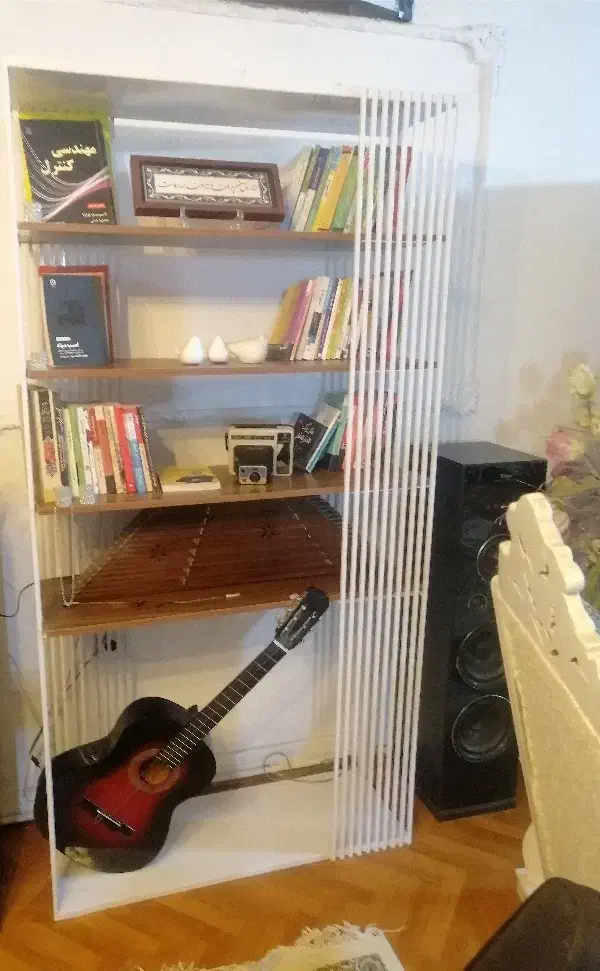 کتابخانه ترکیب چوب فلز|کتابخانه، شلف، قفسههای دیواری|کرمان, |دیوار