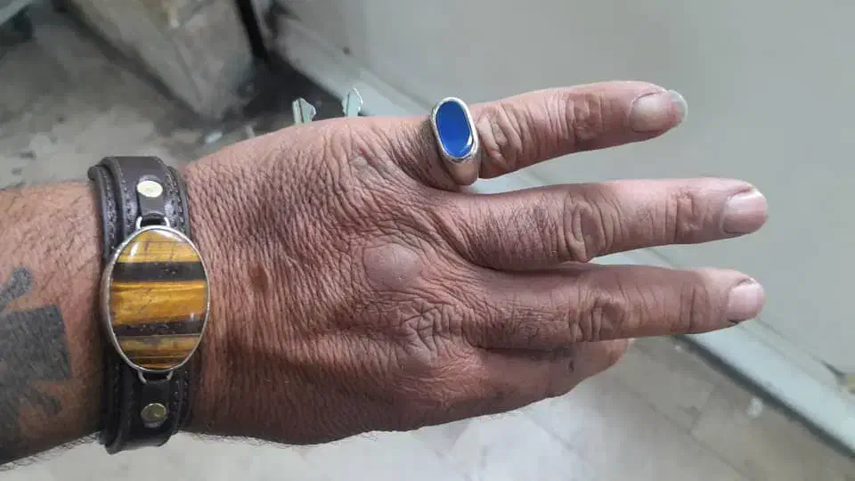 دستبند چرم با سنگ ببر و حرز امام جواد|بدلیجات|ری, منصوریه منگل|دیوار
