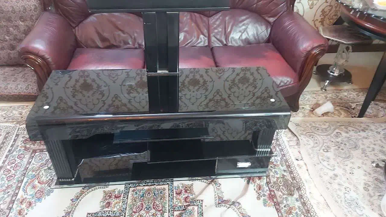 میز تمام شیشه دودی زیر تلویزیونی|میز تلویزیون|یزد, |دیوار