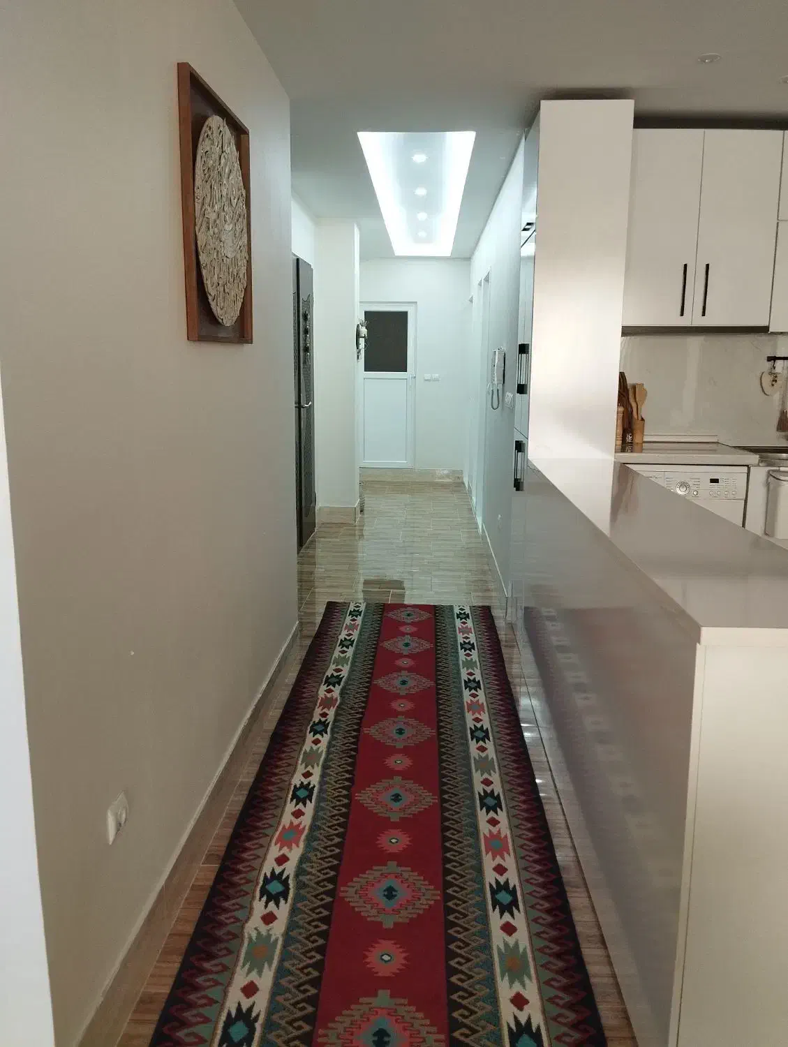 فرش کناره و راهرو سنتی قرمز|فرش|میانه, |دیوار