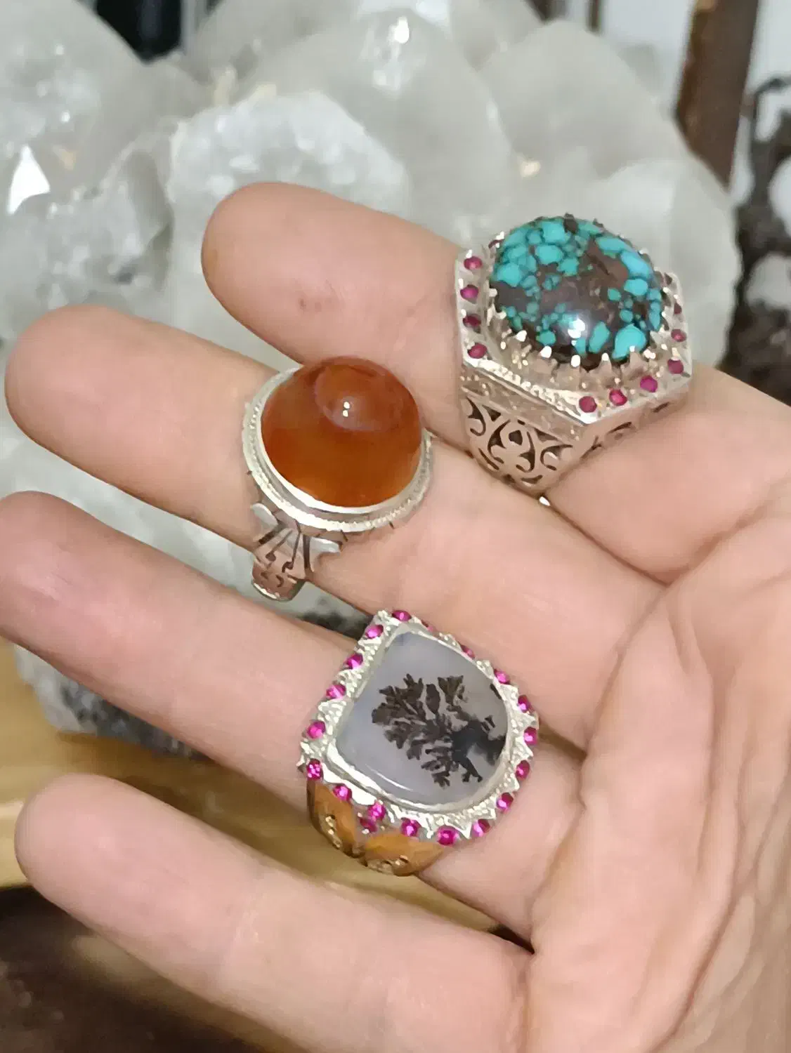 ۳عدد انگشتر نقره کلکسیونی|جواهرات|رباطکریم, رباطکریم|دیوار