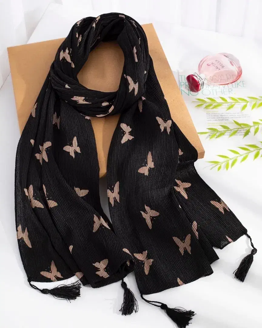 شال خاص برشکا پلیسه با منگوله،14 رنگ مشکی و شکلاتی|لباس|اهر, |دیوار