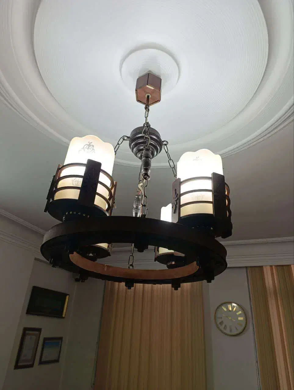 لوستر چوبی چهار لامپ|لوستر و چراغ آویز|مشهد, آزادشهر|دیوار