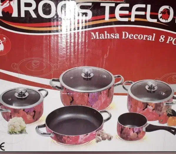 سرویس تفلون ۸ پارچه عروس تفلون اکبند|ظروف پخت‌وپز|شاهین‌شهر, خانه کارگر|دیوار