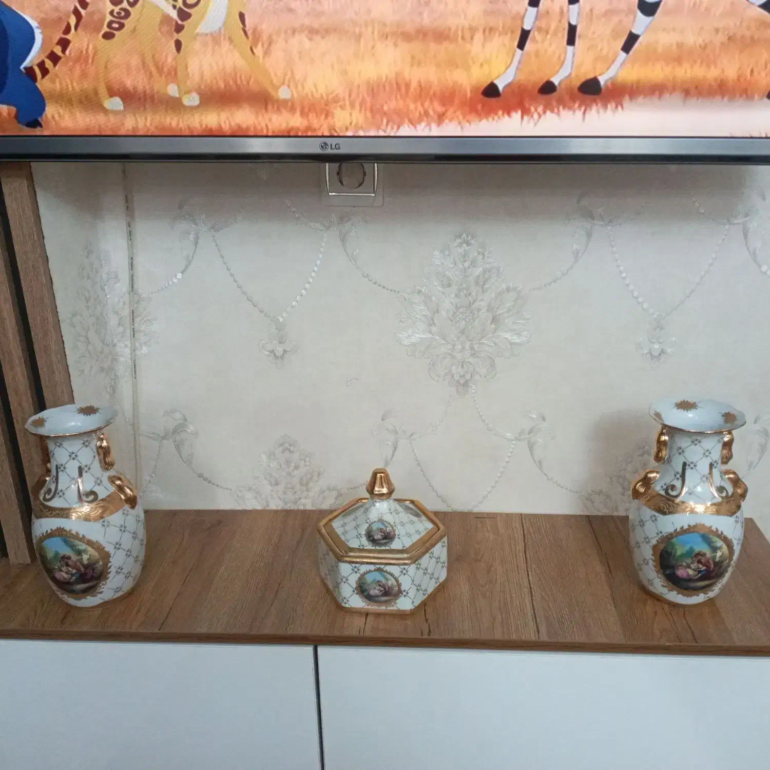 دوعددگلدان دورطلا|صنایع دستی و سایر لوازم تزئینی|محمدیه-قزوین, |دیوار