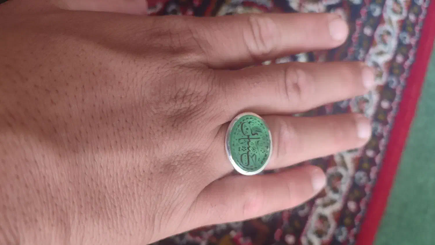 انگشتره نقره عقیق سبز|جواهرات|اسلام‌‌آباد غرب, |دیوار