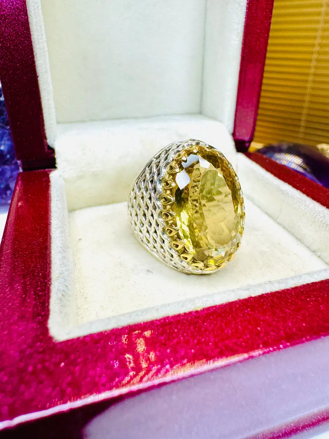 انگشتر فوق کلکسیونی گوهرسنگ سیترین کوارتز جواهری|بدلیجات|تبریز, |دیوار