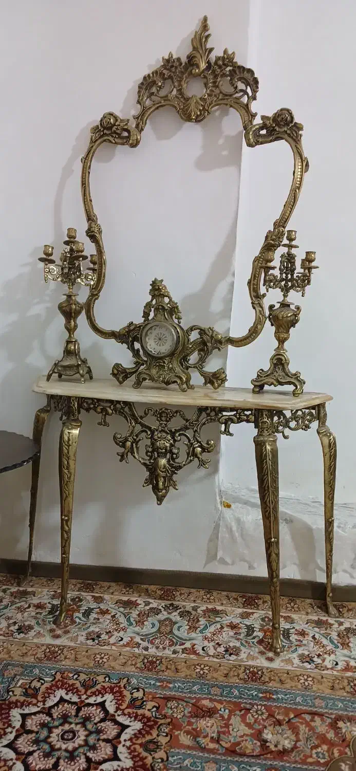 آینه شمعدان برنزی|کلکسیون اشیاء عتیقه|خمین, |دیوار