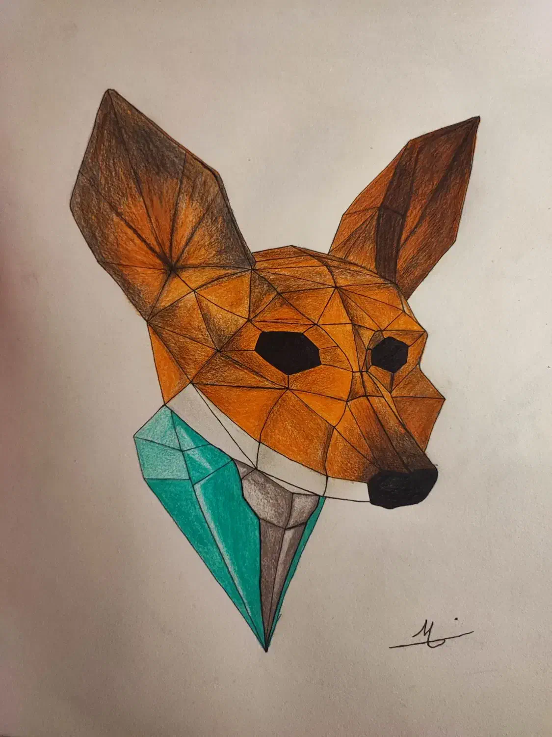 طراحی با مداد رنگی روباه طرح کوبیسم|تابلو، نقاشی، عکس|مشهد, رضاشهر|دیوار