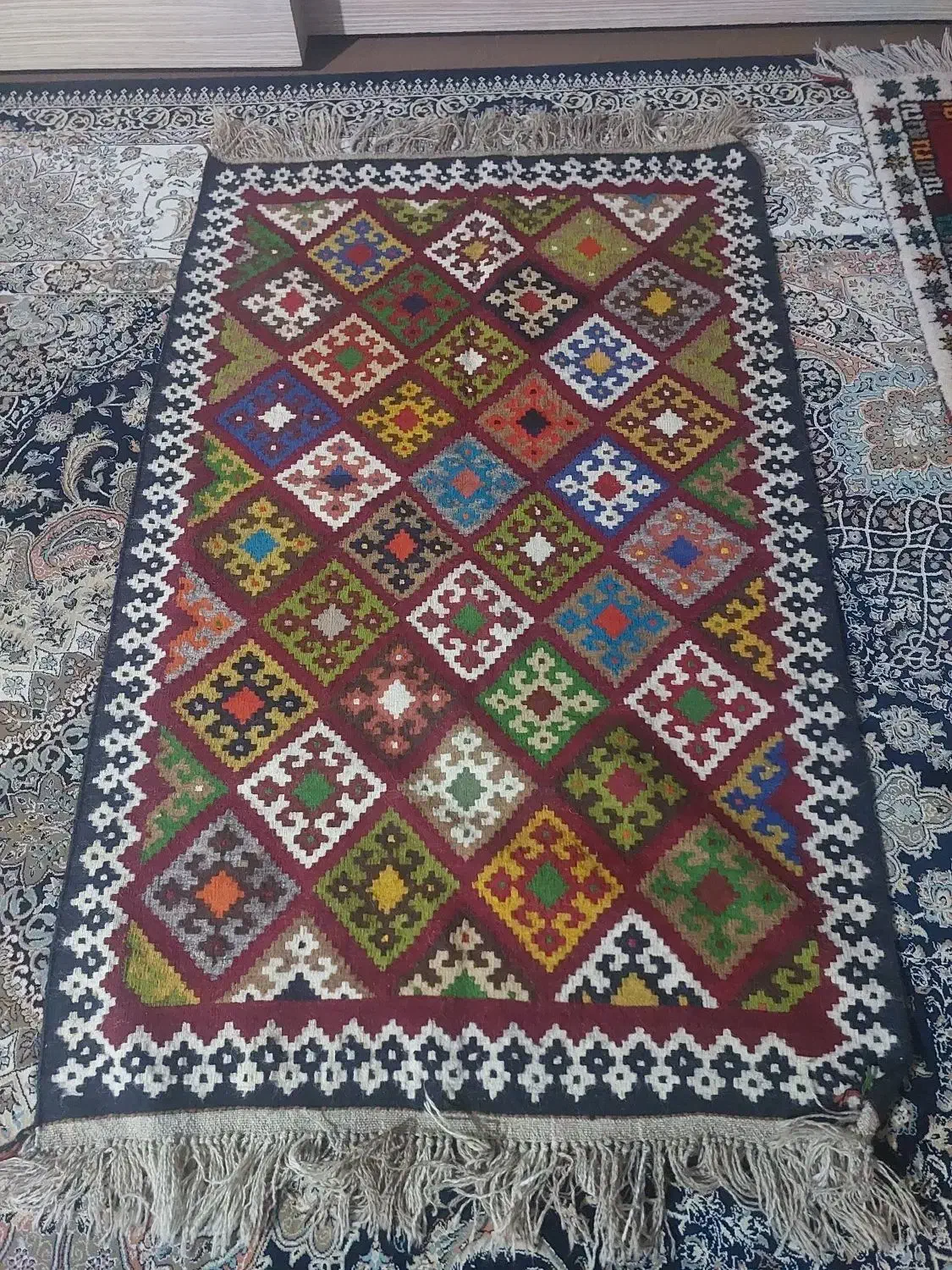 گلیم دستبافت قشقایی|گلیم، جاجیم، گبه|شیراز, پشم شیشه|دیوار