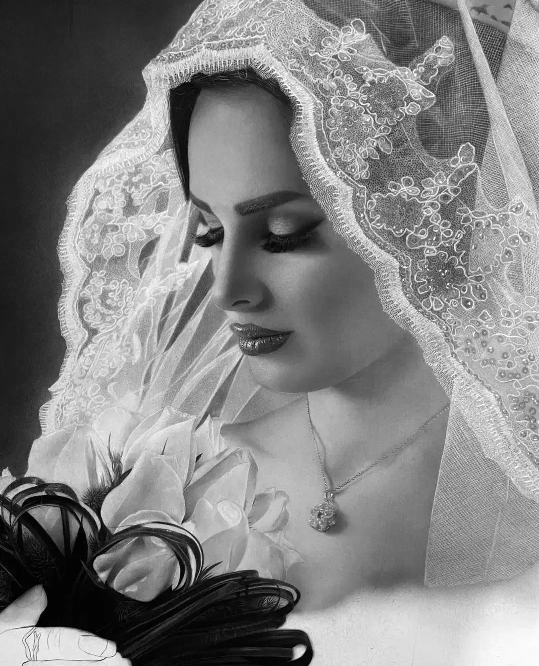 نقاشی چهره سیاهقلم مدادرنگ رنگ روغن|تابلو، نقاشی، عکس|شیراز, فرهنگ شهر|دیوار