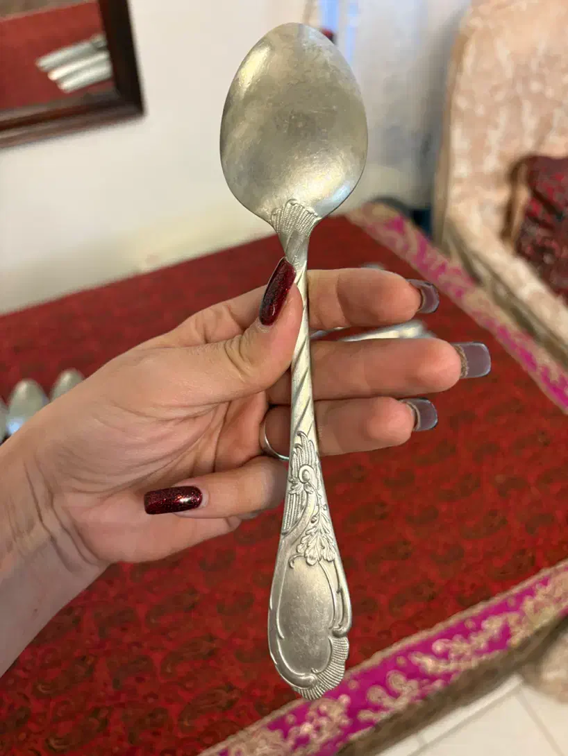 قاشق و چنگال سیلور پلیت مارکدار قاجاری|کلکسیون اشیاء عتیقه|تهران, دروس|دیوار
