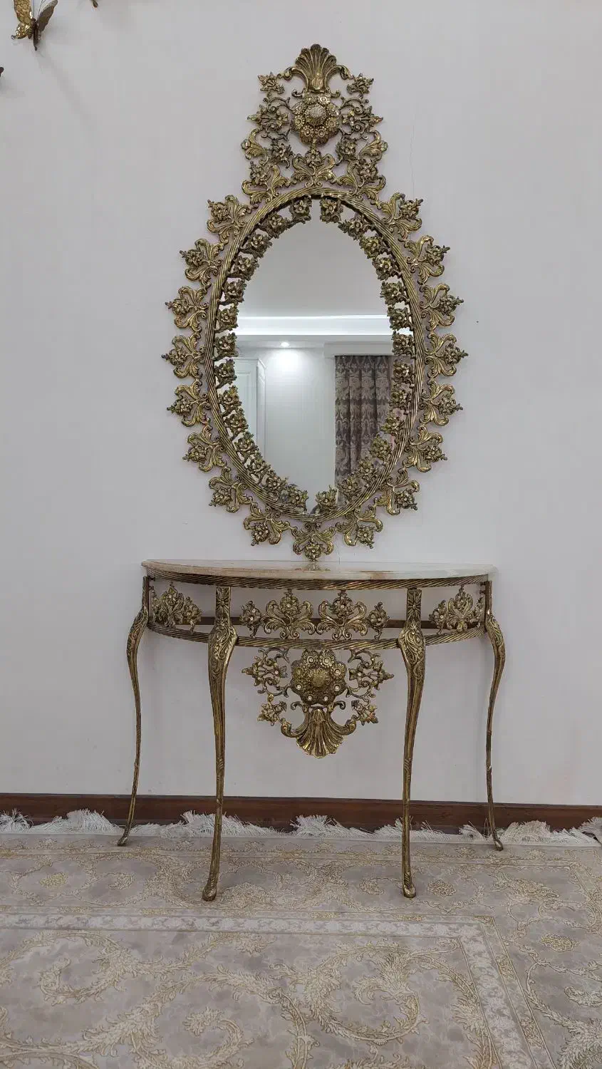 فروش آینه کنسول برنز بسیار زیبا|بوفه، ویترین، کنسول|پرند, فاز ۳|دیوار