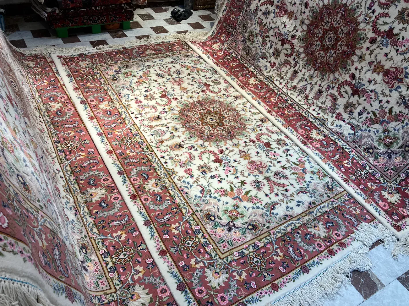 فرش دستباف ، جفت ۶ متری نو طرح تبریز دستبافت|فرش|تهران, مولوی|دیوار