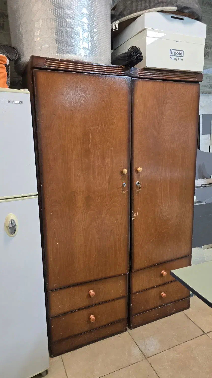 کمد چوبی دوقلو|جاکفشی، کمد، دراور|گرمدره, |دیوار