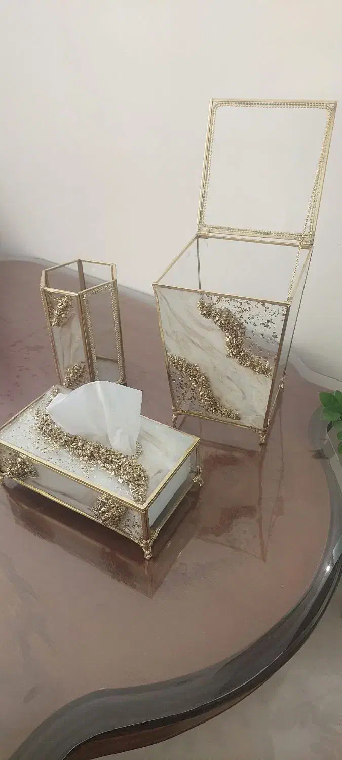 سلام ست جا دستمال و سطل و گلدون رزین با کیفیت|صنایع دستی و سایر لوازم تزئینی|فردوس (کرمان), |دیوار