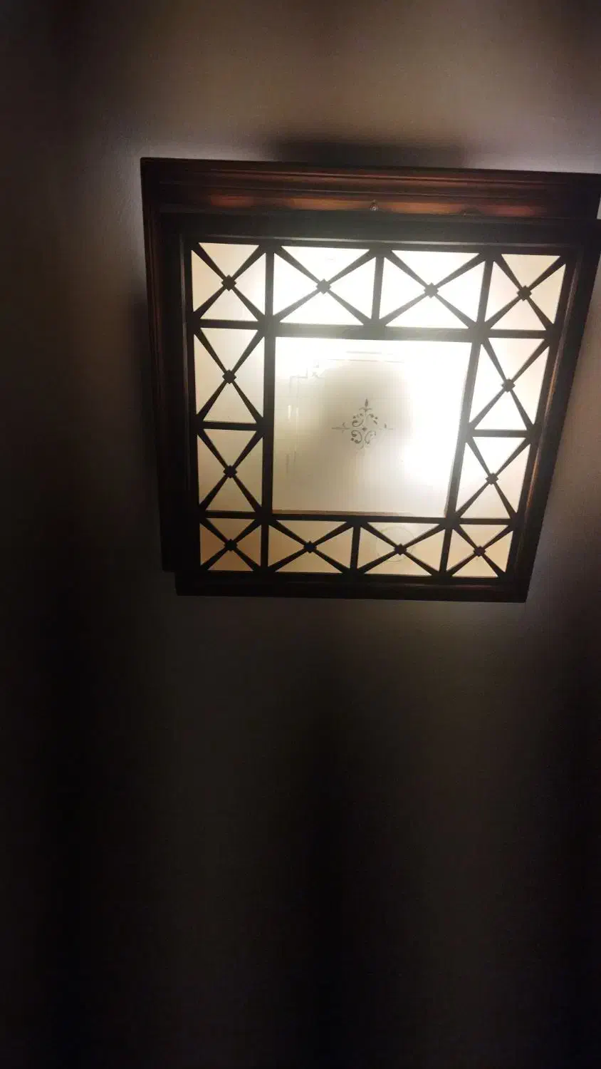 لوستر چوبی سقفی شید دکوری|لوستر و چراغ آویز|پردیس, فاز ۸|دیوار