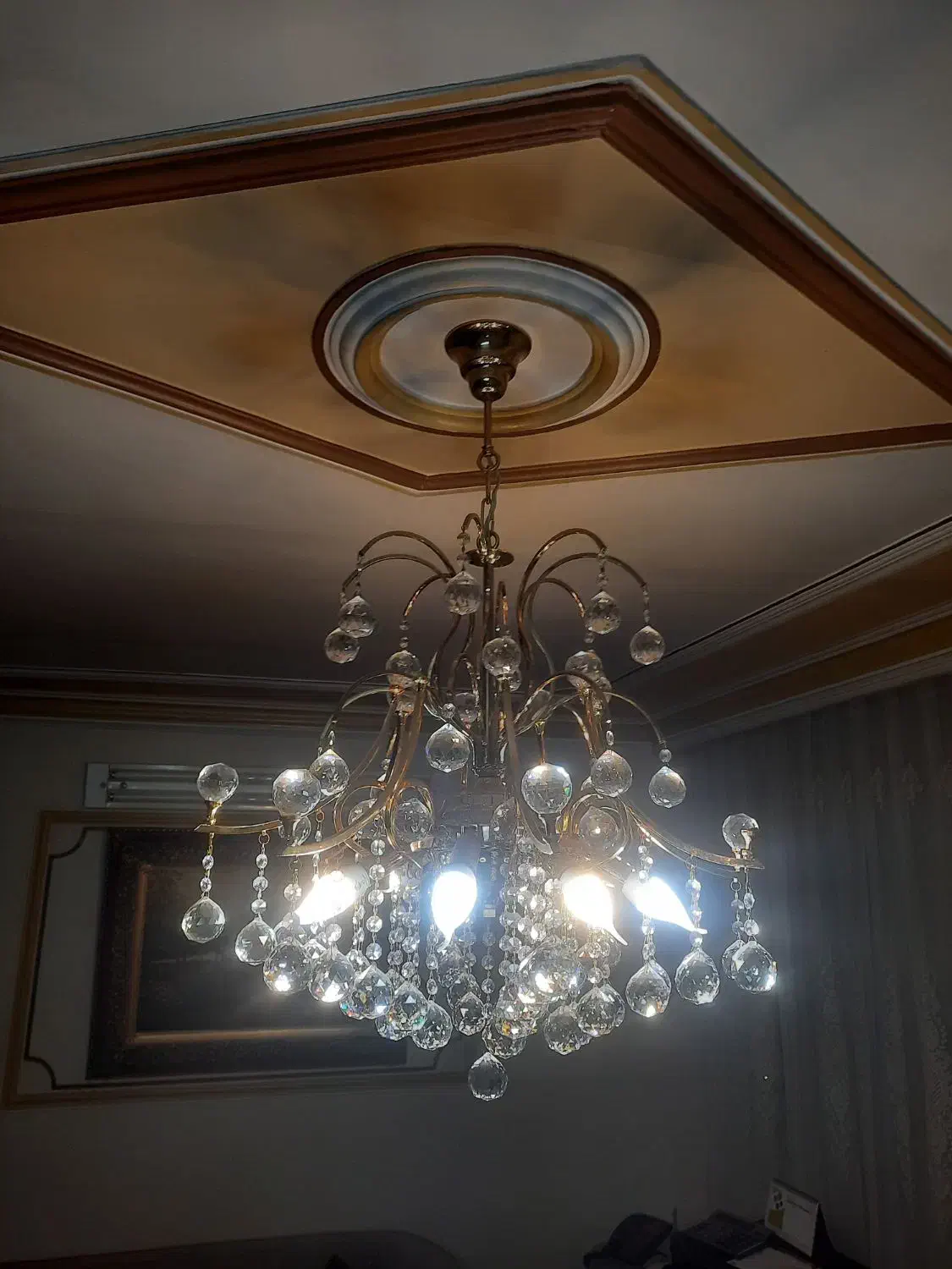 ۳ عدد لوستر کریستال و فلز نو وتمیز|لوستر و چراغ آویز|اراک, |دیوار