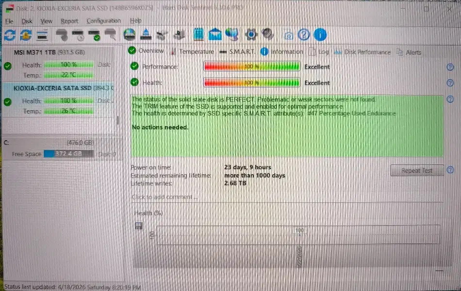 Ssd KIOXIA EXCERIA 960GB|قطعات و لوازم جانبی رایانه|تهران, گلستان (شهرک راه آهن)|دیوار