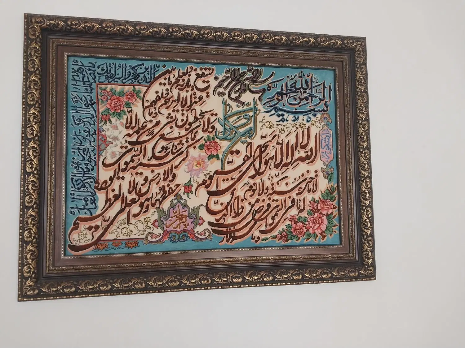 تابلو فرش دست بافت گل ابریشم همراه برجسته کاری|تابلو فرش|تهران, جردن|دیوار