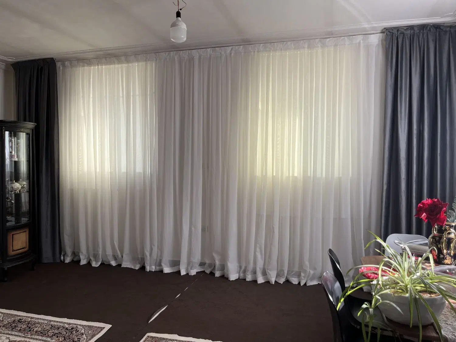 پرده حریر ساده با دوتا والن مخمر نو|پرده، رانر، رومیزی|تبریز, |دیوار