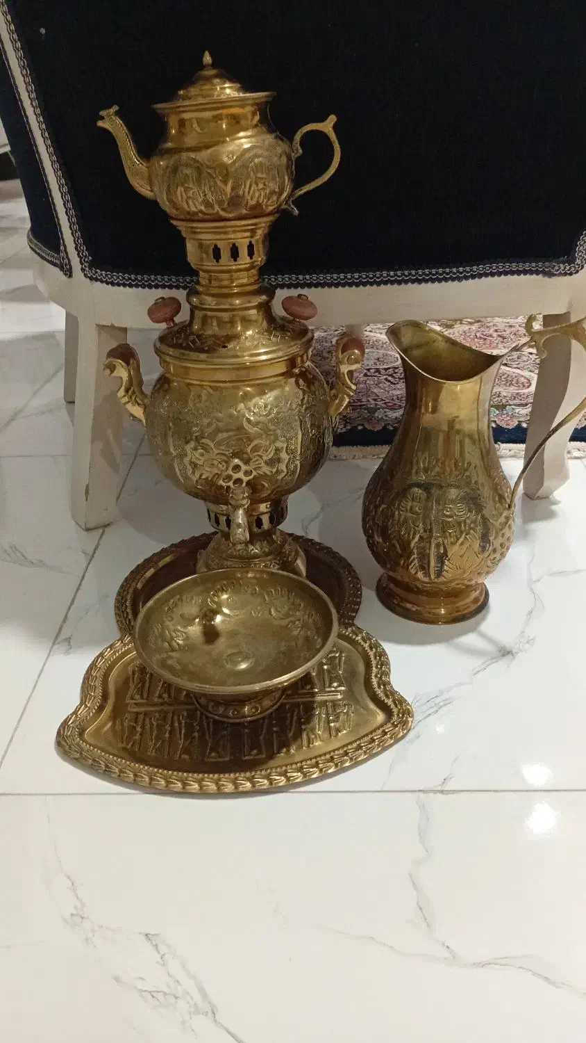 سماور ذغالی برنجی طرح هخامنش نو|سماور، چای‌ساز، قهوه‌ساز|مشهد, شهرک ابوذر|دیوار