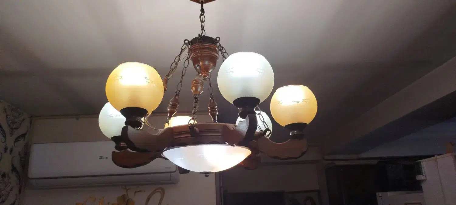 لوستر چوبی 6 شاخه دو عدد|لوستر و چراغ آویز|محمدشهر, شهرک پیام (مهرالبرز)|دیوار