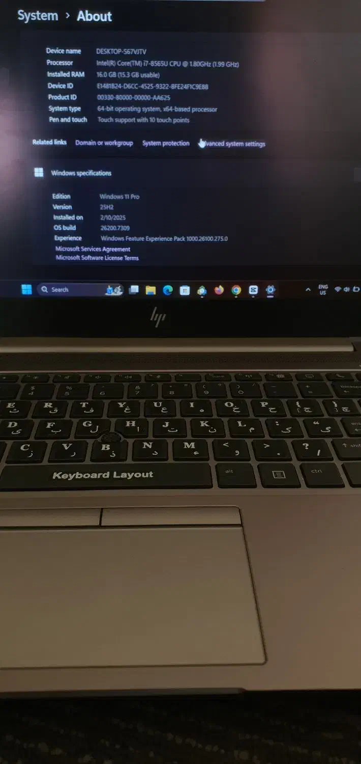 لپتاپ HP Core i7 رم 16 256 لمسی بسیار تمیز|رایانه همراه|کیش, |دیوار