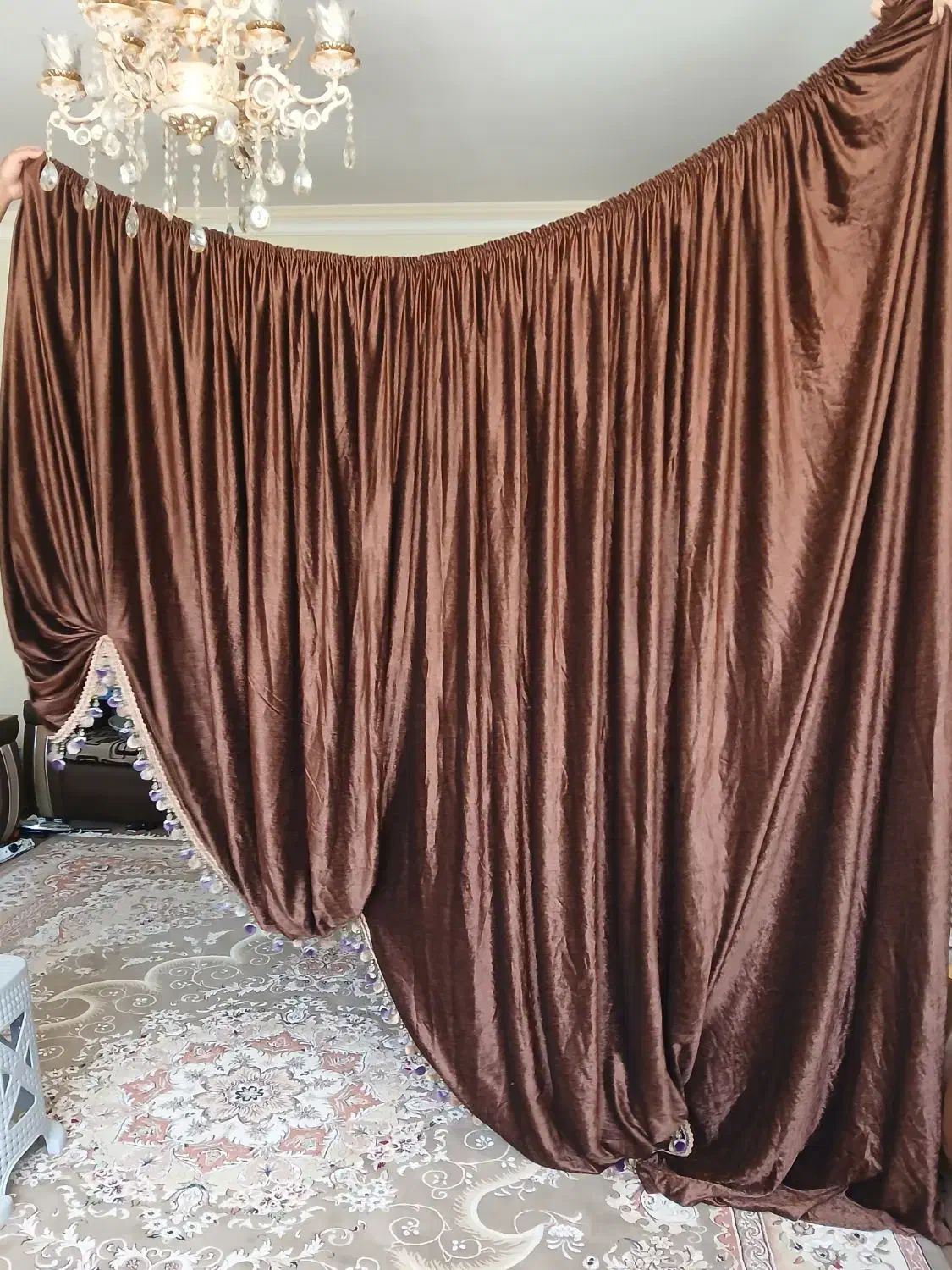 والان پرده مخمل ترک خوشرنگ|پرده، رانر، رومیزی|شاهینشهر, شهرک پردیس|دیوار