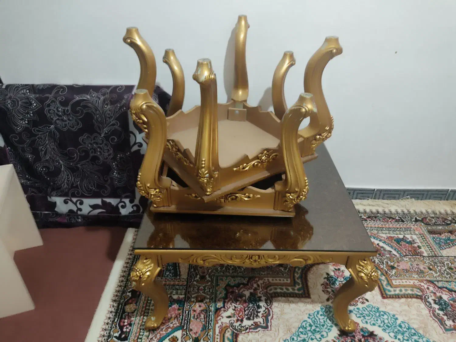مبلمان سلطنتی9نفره همراه میز عسلی وشیشه کاور محافظ|مبلمان خانگی و میز عسلی|ایوان, |دیوار