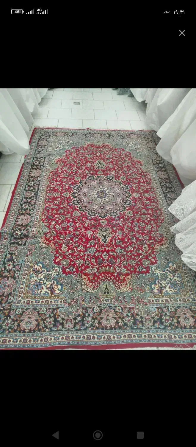 قالی شیش متری قرمز|فرش|زاوه, |دیوار