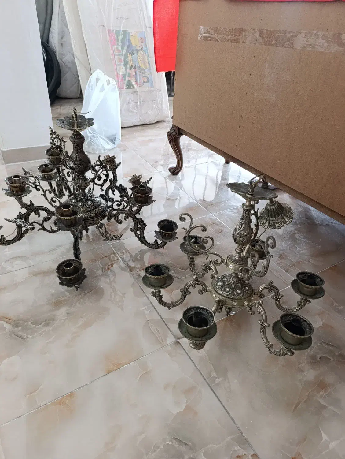 لوستر برنجی عتیقه|لوستر و چراغ آویز|پاکدشت, پاکدشت (مامازند)|دیوار