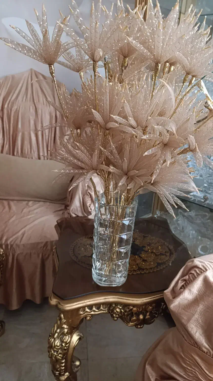 گلدان کریستال اصل فرانسه عتیقه با گل|گل مصنوعی|تهران, اختیاریه|دیوار