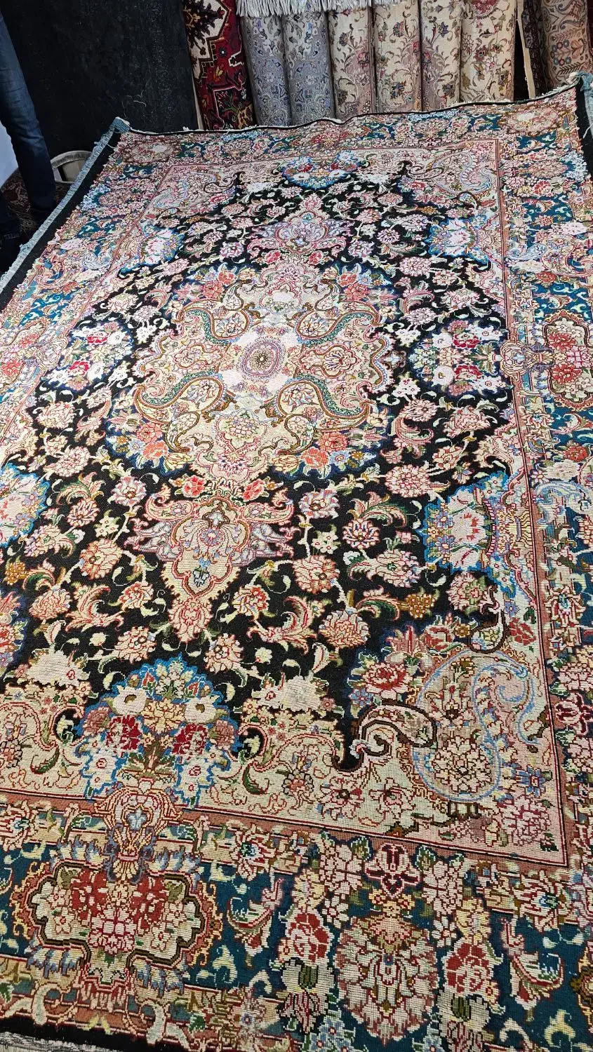 فرش دستباف خطیبی دو متن فیروزه ای|فرش|تبریز, |دیوار